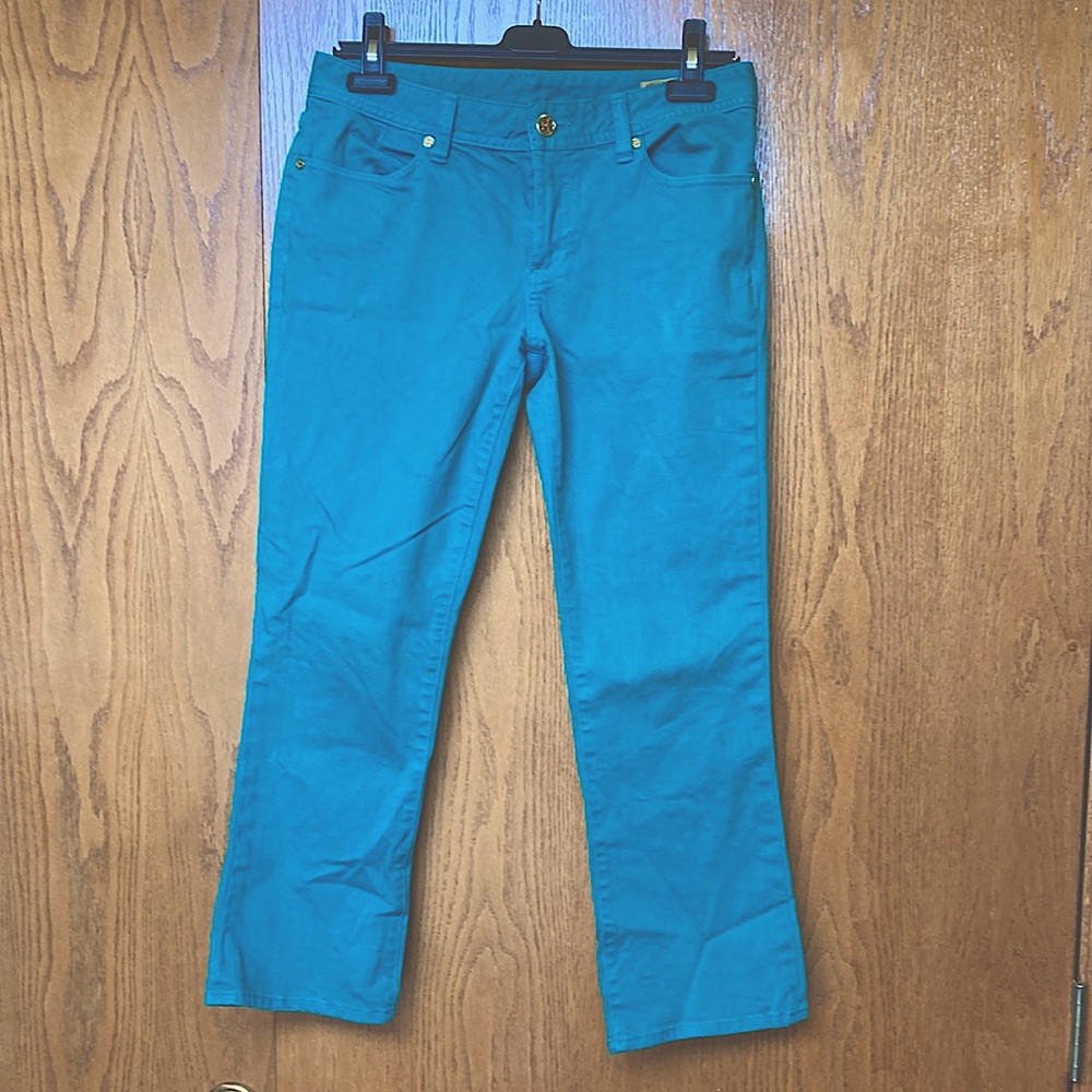 Tory Burch Cropped Teal Green jeans